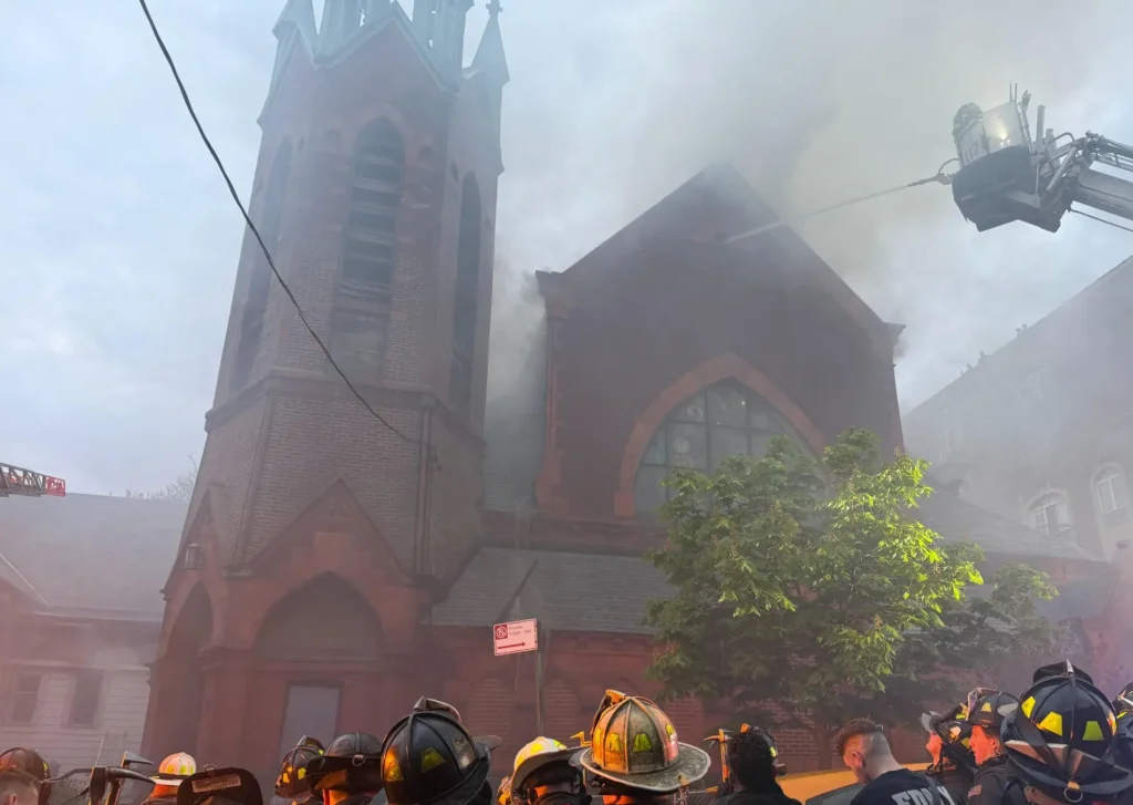 New York: Historic Astoria Church Engulfed in Massive Five-Alarm Fire Incident